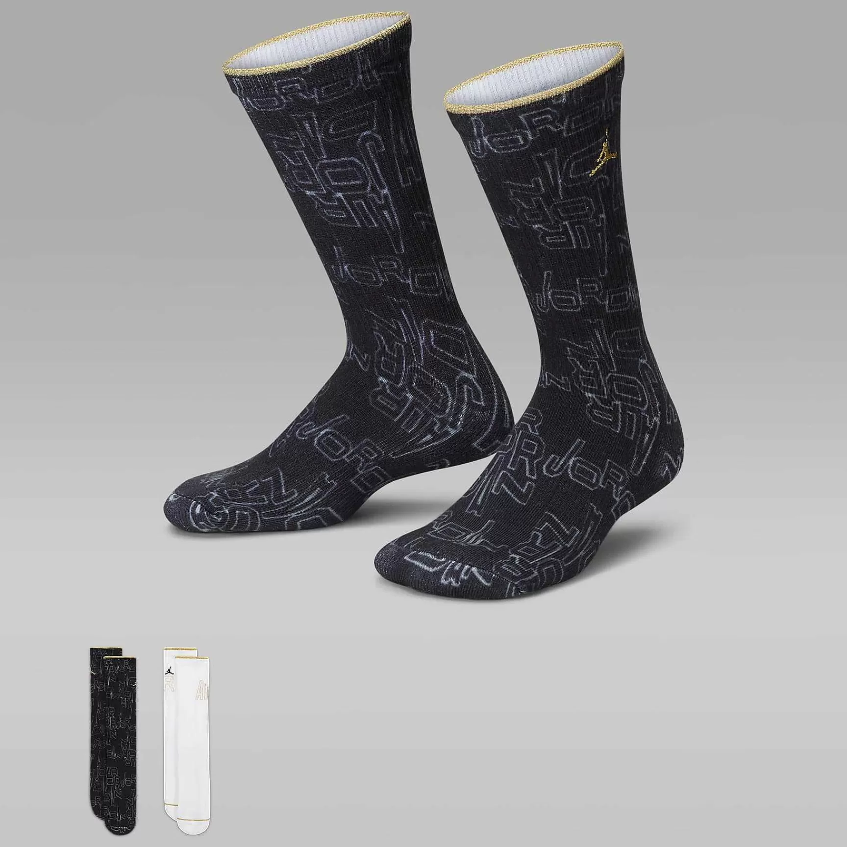 Nike Jordan Black And Gold Crew Socks (2 Pairs)