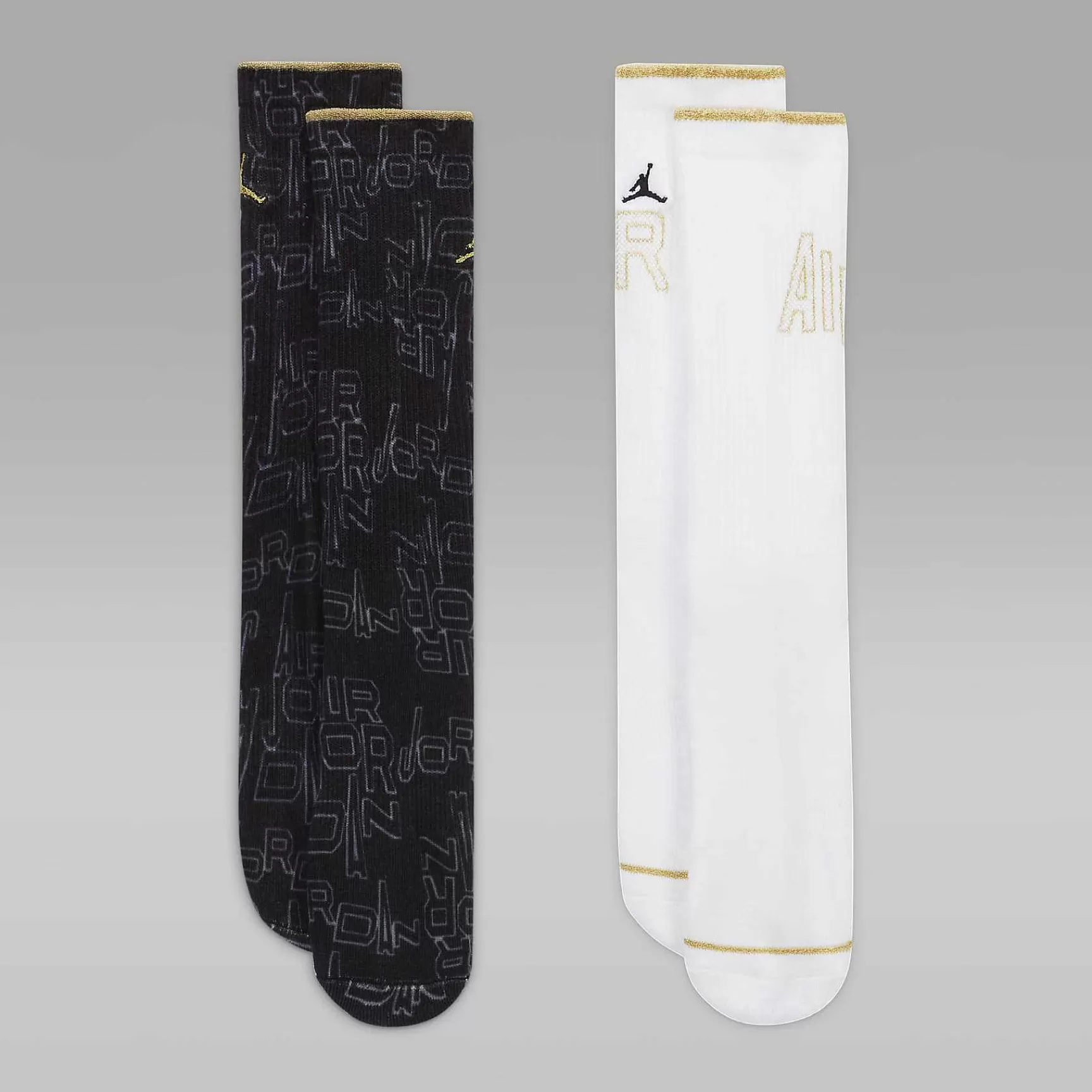 Nike Jordan Black And Gold Crew Socks (2 Pairs)
