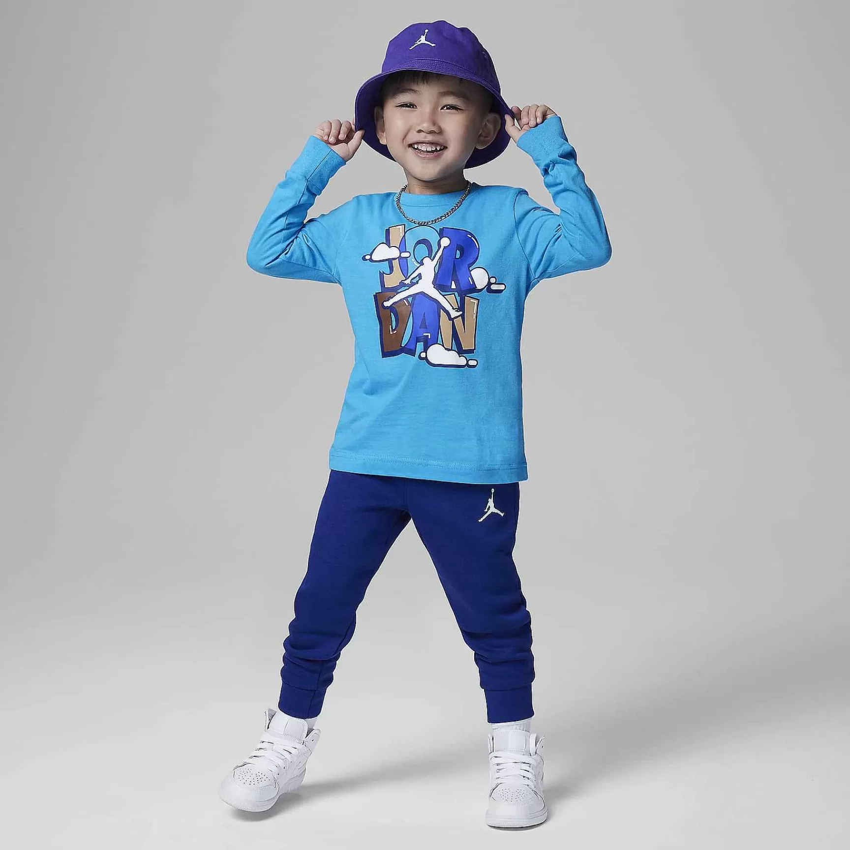 Jordan-Nike Jordan Jordan Lil' Champ Printed Long Sleeve Tee And Pants Set