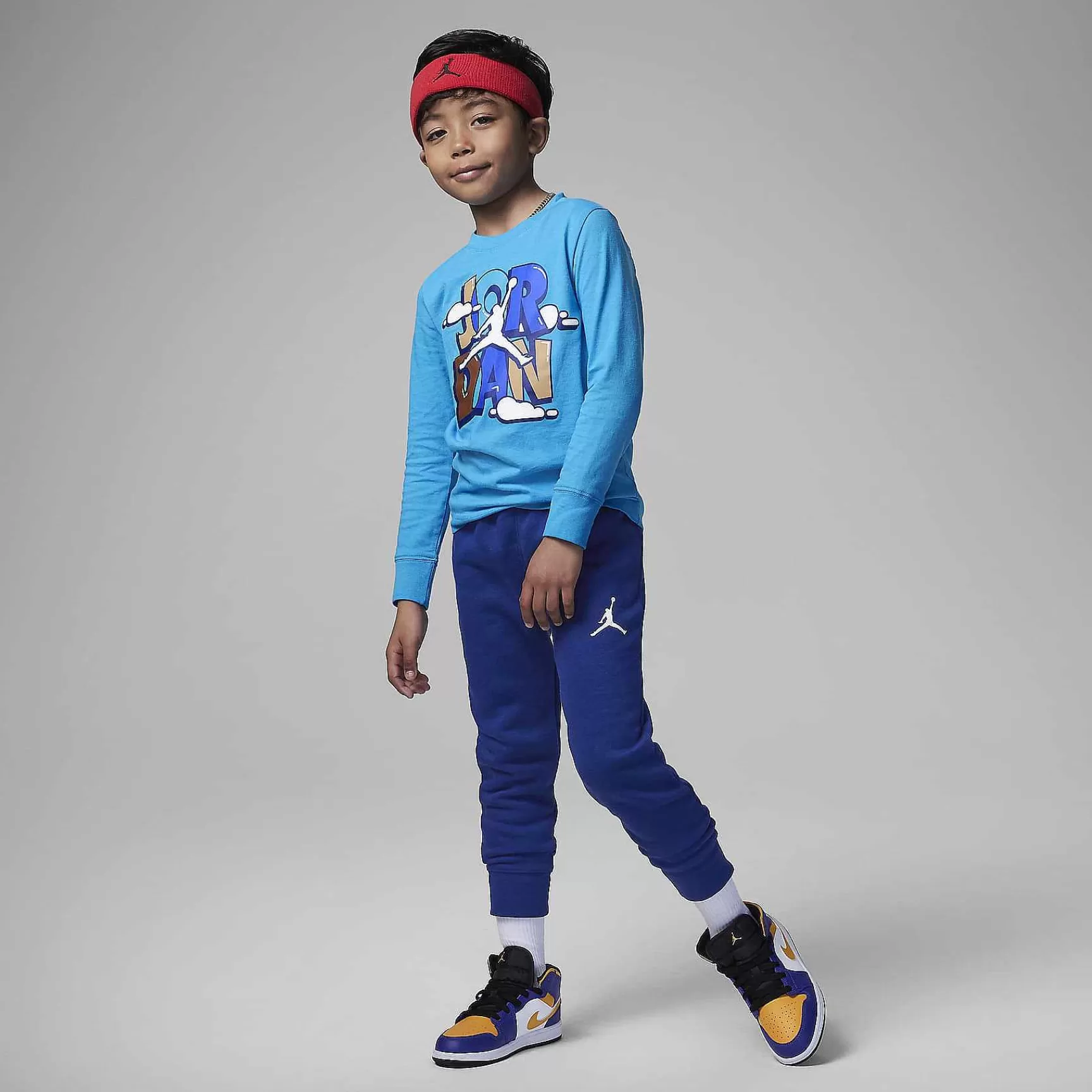 Jordan-Nike Jordan Jordan Lil' Champ Printed Long Sleeve Tee And Pants Set