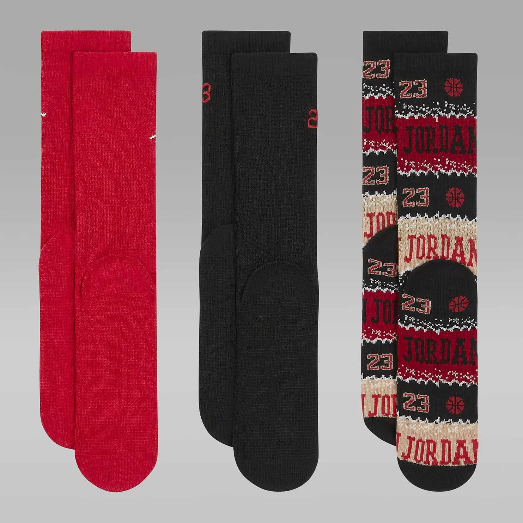 Socks-Nike Socks Jordan Mj Holiday Crew Socks (3 Pairs)